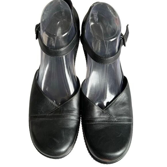 Ecco Mary Jane Black Buckle Strap Leather Clogs Shoes Size EU 41 US 10 - Picture 7 of 10